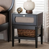 Baxton Studio Shirin Mid-Century Nightstand, 1-Drawer, Beige