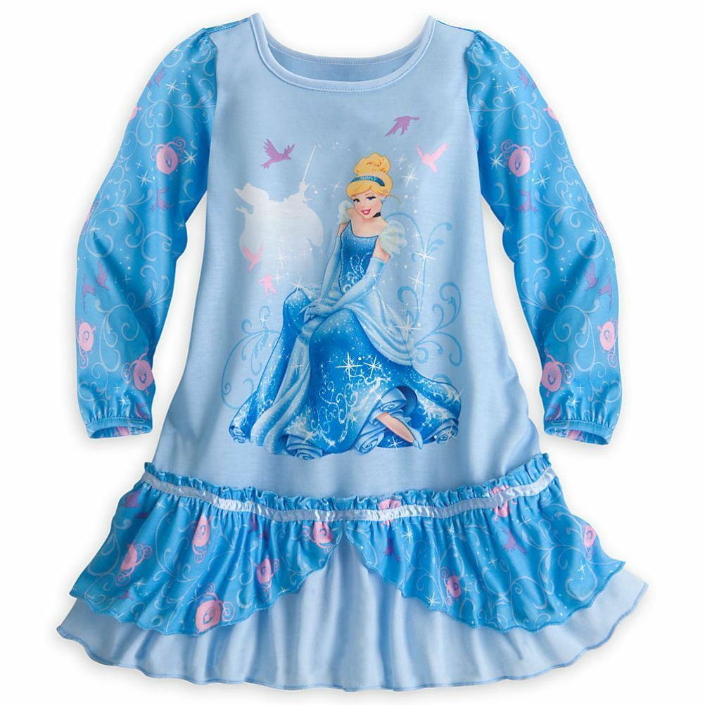 Disney Disney Store Princess Cinderella Long Sleeve Nightgown Pajama Girl Size 5/6 Walmart