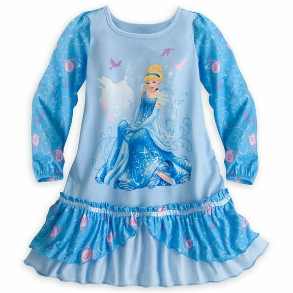 Disney Store Princess Cinderella Long Sleeve Nightgown Pajama Girl Size 5/6