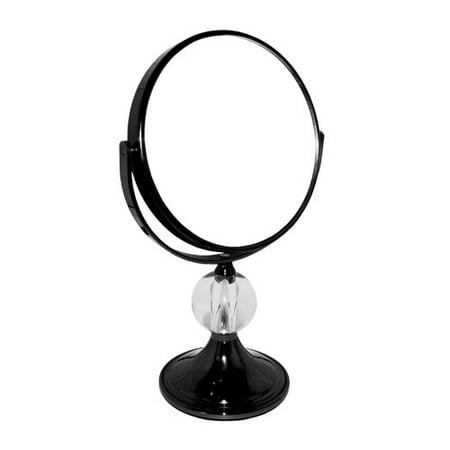 Metal Round Glass Classy Make up Vanity Mirror, 7x/1x Magnification with Crystal Ball Design Body, 360 degree Swivel Rotation Gun Metal finish -7