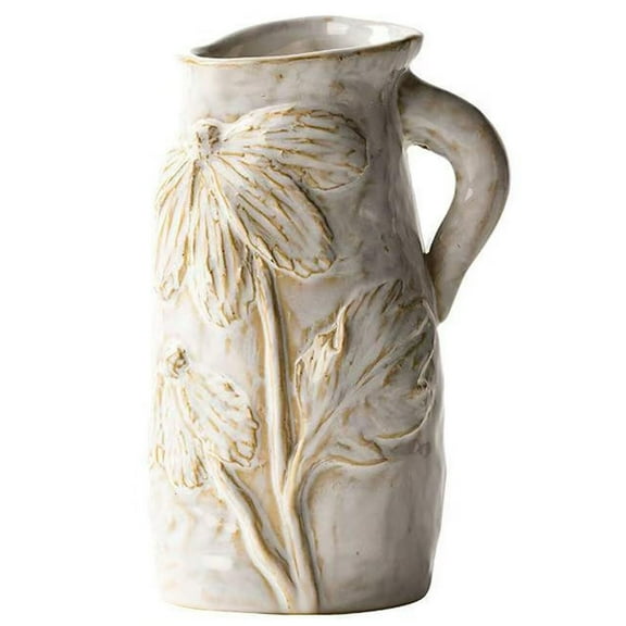 Small White Ceramic Flower Vase,Unique Art Vases for Flowers with Handle