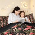 thumbnail image 4 of Homewish Wild Mushrooms Twin Comforter Sets,Retro Fungus Plants Bedding Set,Red Green,Black Reversible,2 Pieces,1 Comforter and 1 Pillowcase, 4 of 7