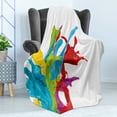 thumbnail image 4 of Colorful Soft Flannel Fleece Throw Blanket, Surreal Fluid Liquid Flowing Paint Splash Featured Digital Graphic Print, Cozy Plush for Indoor and Outdoor Use, 60" x 80", Multicolor, by Ambesonne, 4 of 5
