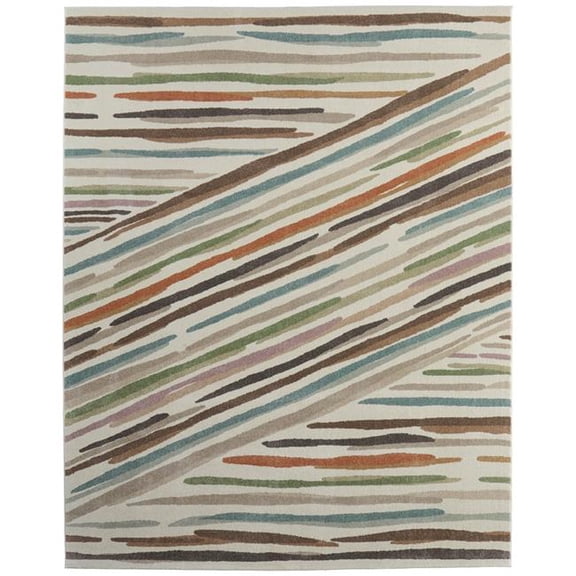 HomeRoots 617310 2 x 3 ft. Ivory, Brown & Blue Abstract Rectangle Area Rug