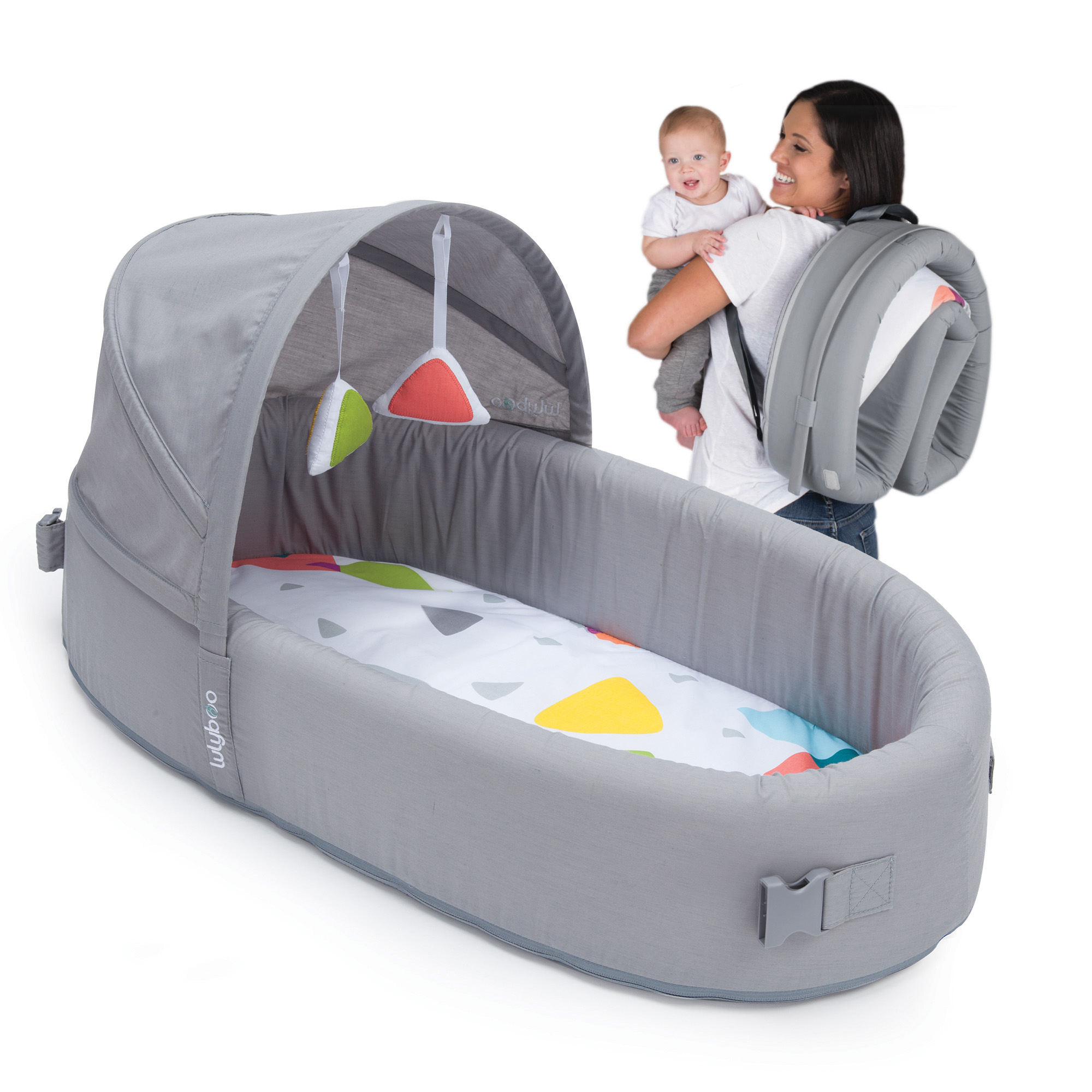 Yinuoday Baby Lounger Portable Baby Bed Cosleeper Bassinet Infant Sleeper Baby Crib Nursery Travel Folding Baby Bed Bag for 0-12 Month Baby Grey + Beige White