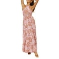 thumbnail image 2 of KelaJuan Women's Tie-Up Halter Dress, Flower Print Hollow-Out Sleeveless Backless Ruffle Hem Long Dress, 2 of 7