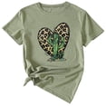 thumbnail image 2 of Anbech Heart Printed T-Shirt for Women Casual Leopard Graphic Heart Cactus Junior Girls Short Sleeve Tee Tops with Crew Neck, 2 of 3