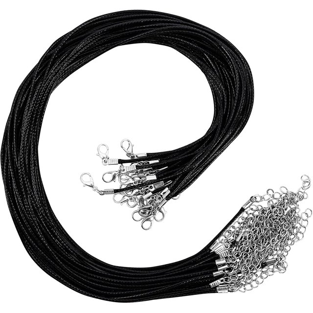 Collar de Poliéster Brillar Negro con Cadena y Cierre de Mosquetón 42,5 cm Paquete de 25 Electrónica