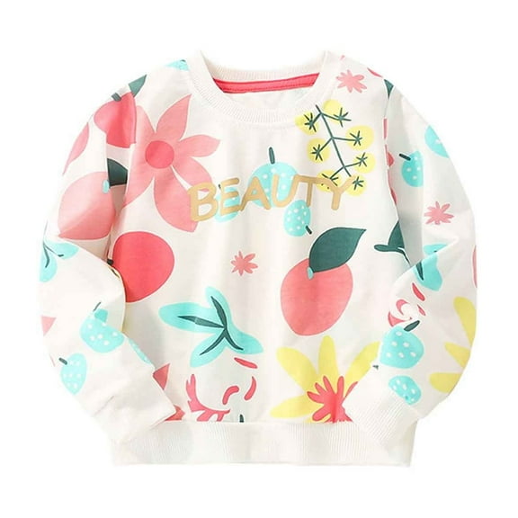 Tiijoy Girls Sweatshirt Cute Floral Print Long Sleeve Casual Pullover, Sizes 18-24M