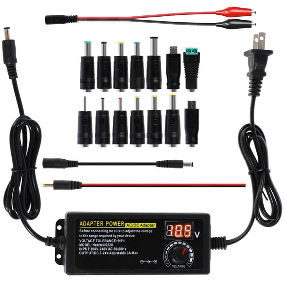 Universal Power Supply for 3V to 24V Household Electronics Adjustable AC/DC Adapter Charger Switching AC/DC Adapter With LCD Voltage Display for LED Lamp Strip 3D Printer