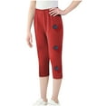 thumbnail image 6 of Juslio Girls Pants Kids Girls Fashion Print Summer Leisure Yoga Leggings Sports Cropped（Red Capris， 6 Years）, 6 of 9
