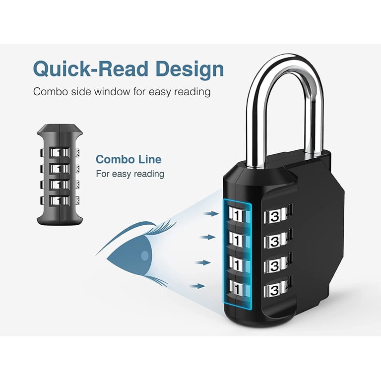 Worve 2-Pack Combination Lock – 4-Digit Outdoor Waterproof Padlock, Hardened Zinc Alloy & Steel, Cut-Resistant, For Gym Lockers, Fences, Toolboxes, Gates, Hasp Storage