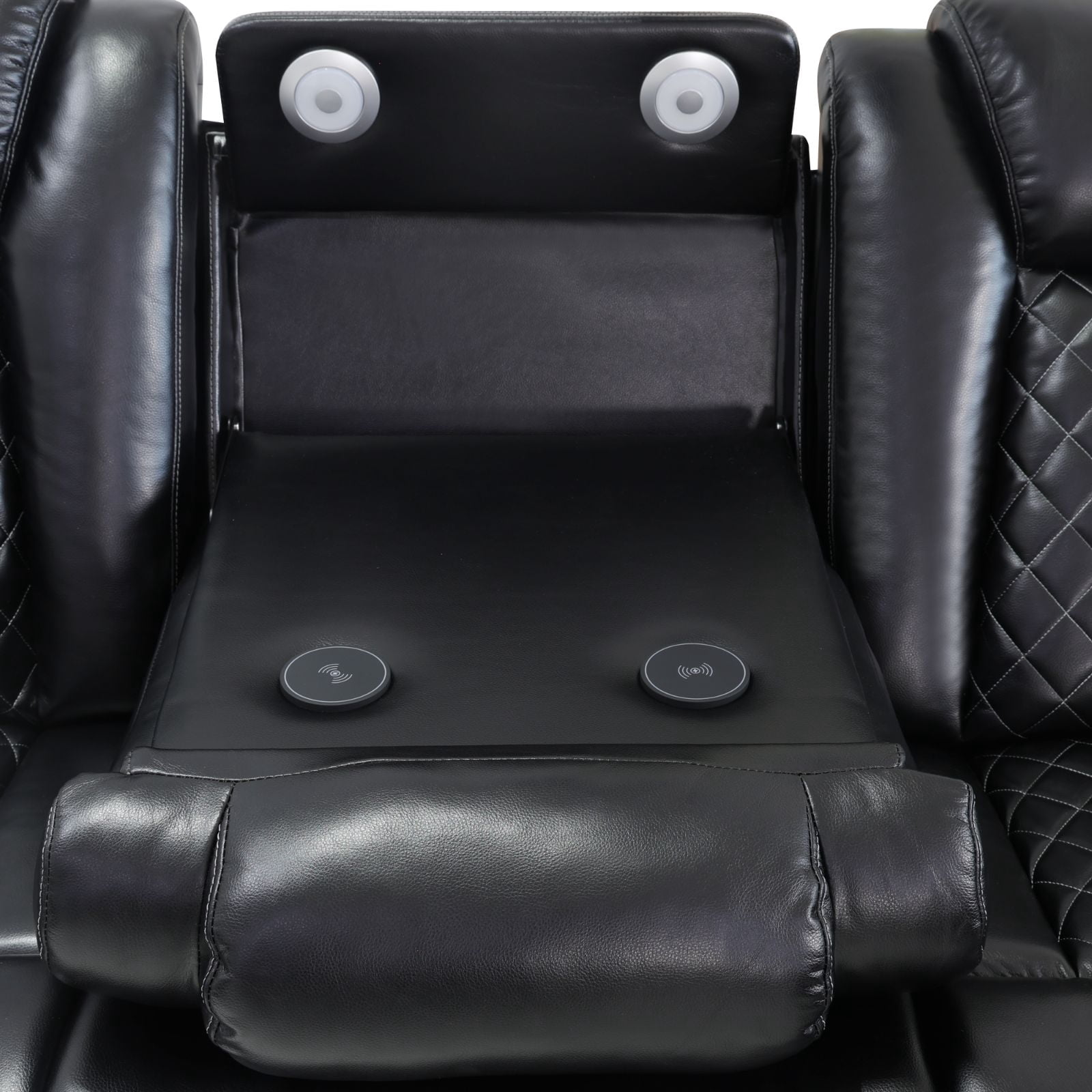 FUOROLA Faux Leather Indoor 3-Piece and Upholstered Recliners with 3 Seat Sofa Loveseat and Chair, Black