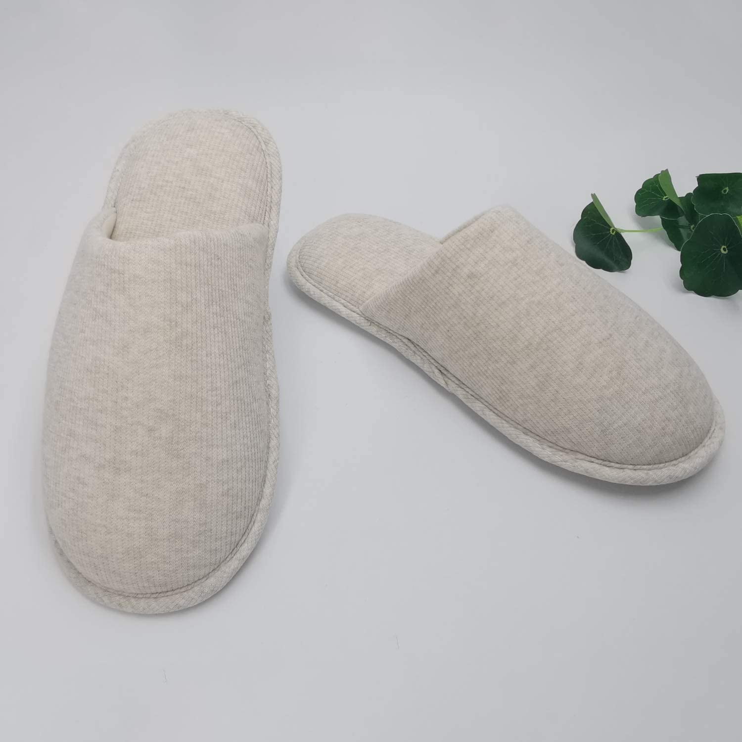 ofoot Womens Organic Cotton Non Slip House Slippers,Cozy Memory Foam Washable for Summer Bedroom,Rubber Sole