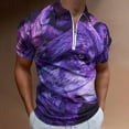 thumbnail image 2 of Purple Wolf Men Zipper T-shirt Summer Casual Short Sleeve T-shirt Top, 2 of 7