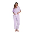 thumbnail image 3 of ANLIQI Women's 100% Cotton Pajama Set Button Down Short Sleeve Shirt and Long Pants Sleepwear Soft ladies Lounge Sets(Light Purple, XL), 3 of 7