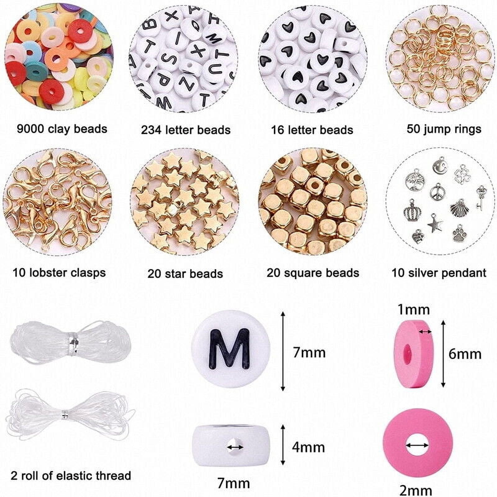 6000/9000Pcs Clay Beads Bracelet Making Kit Round Flat Beads Polymer Clay Beads Set DIY Kit