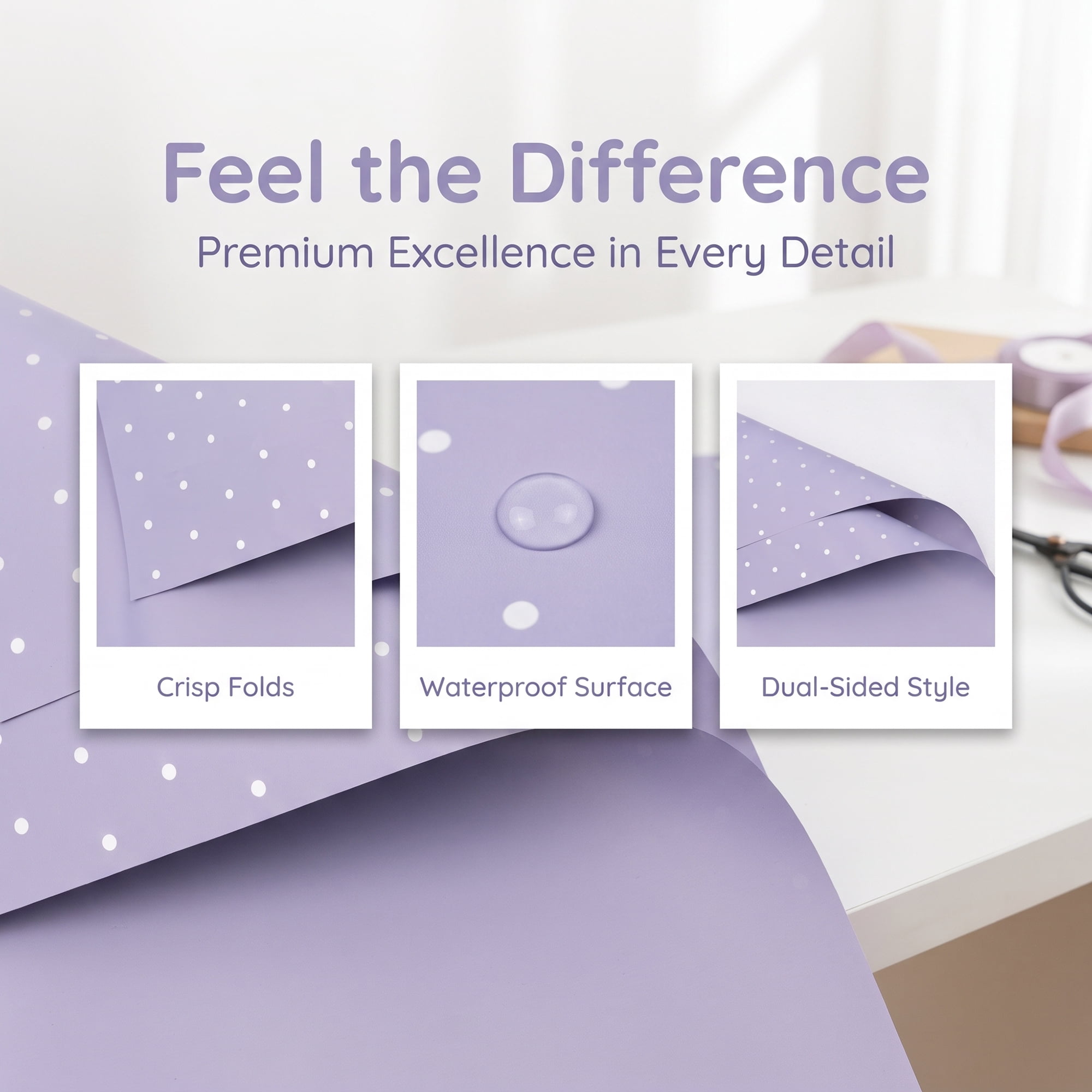 Unique Bargains Waterproof Luxury Matte Gift Wrapping Paper for Bouquets Purple 22" x 22"
