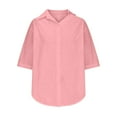 thumbnail image 5 of WREESH Women's Linen Button Down Shirt Short Sleeve V Neck Casual Solid Loose Summer Tunic Tops, 5 of 7