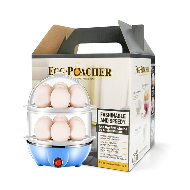 Alloet Mini Egg Poacher 2-Layer Electric Egg Steamer Auto Power Off Kitchen Tool (Blue), Size: 1 Pack