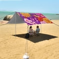 thumbnail image 7 of Portable Beach Tent Sun Shelter With Ground Pegs Water And Wind Resistant Sun Shade Canopy Angle Adjustable Floral Patterns, 7 of 7