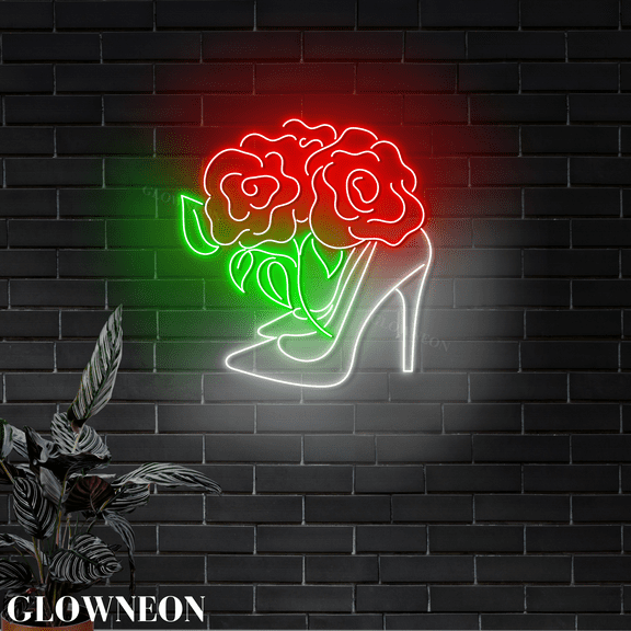 GLOWNEON High Heel Shop Neon Sign, Boutique and Shoe Store LED Wall Art, Feminine Room Decor