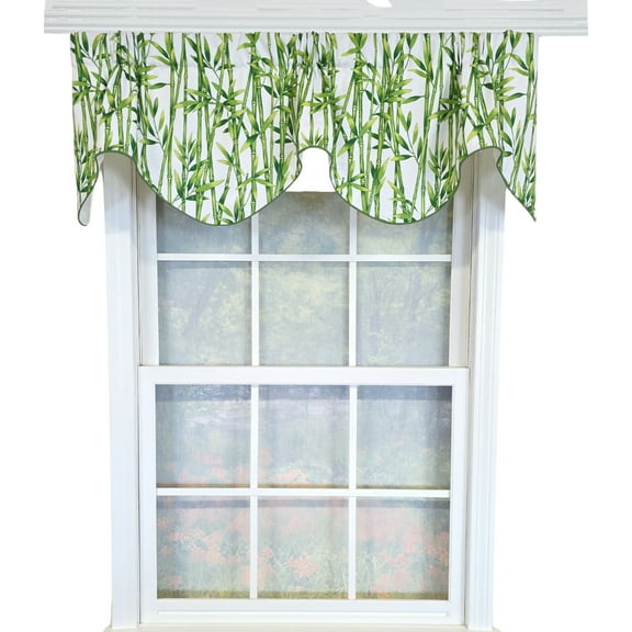 RLF Home 100% Cotton Bamboo Fluted  Fully lined Windows Rod Pocket Valance 65" x 16"  Green