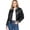 Black, variant on Women's Bomber Jacket PU Faux Leather Quilted Long Sleeve Button Down Casual Coat Outerwear
