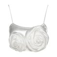 thumbnail image 3 of Gibobby Chaleco de ombligo corto ajustado con rosas y cuello de correa para mujer(Blanco,CH), 3 of 5