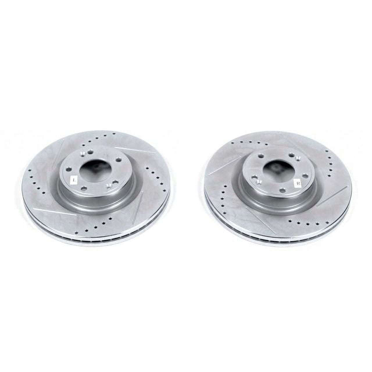 Power Stop Front Pair of Drilled and Slotted Brake Rotors JBR1531XPR Fits 2013 Hyundai Genesis Coupe