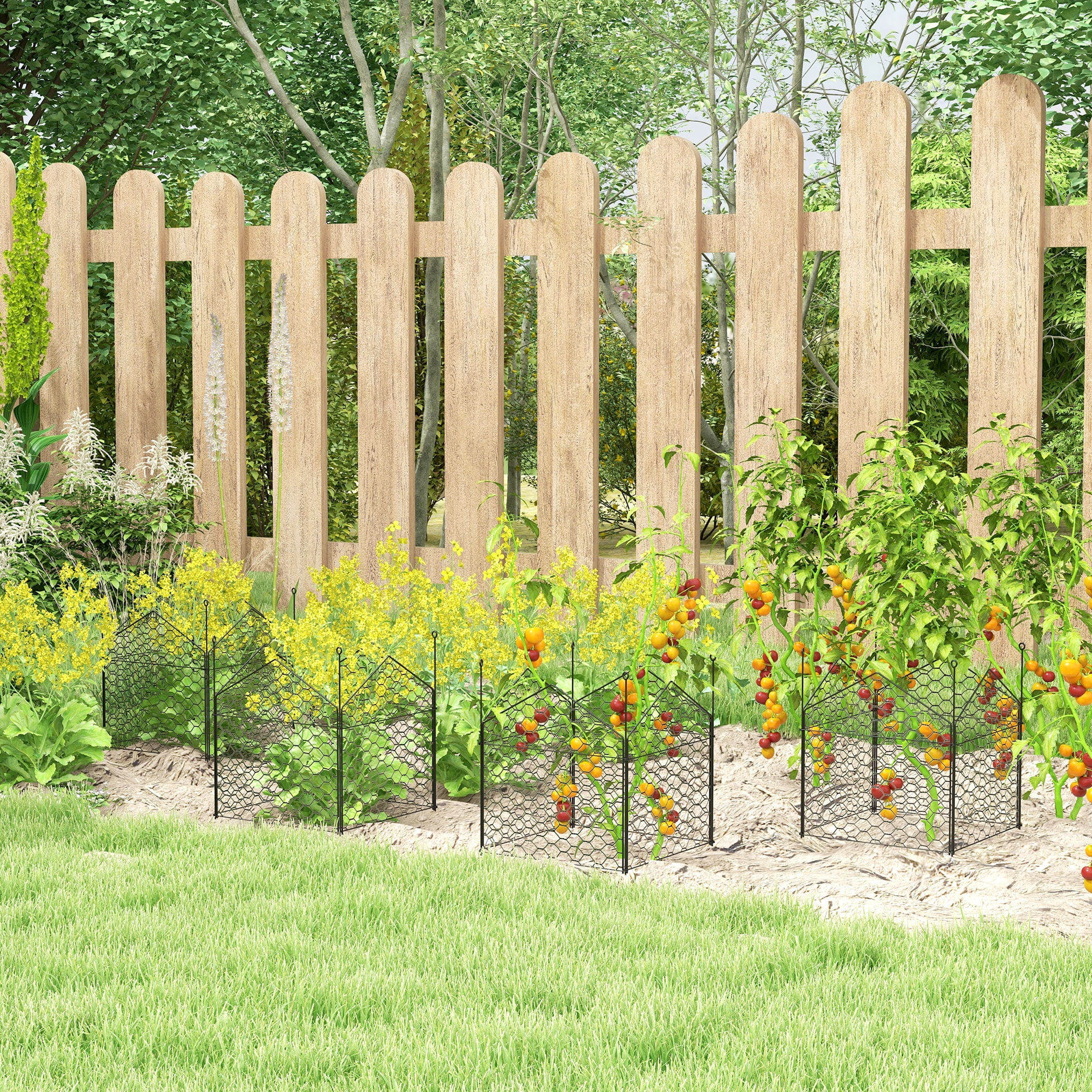 Outsunny 4 Pack Garden Chicken Wire Cloche, Plant Protectors from Animals