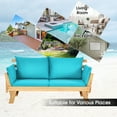 thumbnail image 6 of Costway Patio Convertible Sofa Daybed Solid Wood Adjustable Thick Cushion Turquoise, 6 of 11