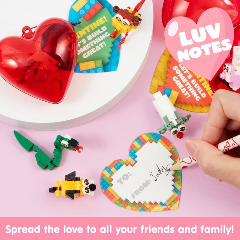 Syncfun Heart Shape 26 Pack Building Blocks with Valentine Cards