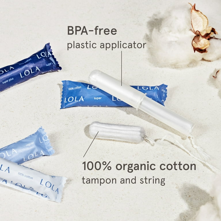 LOLA Regular Tampons, Organic Cotton, Compact Plastic Applicator, 20 Count  