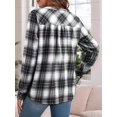 thumbnail image 6 of Women'S V Neck Plaid Shirts Dressy Casual Button-Down Business Work Boho Tops Long Sleeve Fall Outfits Black & White S, 6 of 7