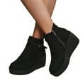 thumbnail image 3 of 2DXuixsh Bottes pour Femmes Automne Hiver Bottines Courtes pour Femmes Bout Rond Talons Compensés Grande Pointure Bottes pour Femmes Semelle Épaisse Talons Compensés Bottes à Plateforme Noir Taille 39, 3 of 9