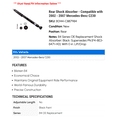thumbnail image 2 of Rear Shock Absorber - Compatible with 2002 - 2007 Mercedes-Benz C230 2003 2004 2005 2006, 2 of 2