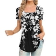 thumbnail image 2 of ICHUANYI Clearance Women Fashion Printed Casual V-Neck Short Sleeve Loose T-Shirt Blouse Tops(Dark Gray, L) ICHUANYI WER2023081114508, 2 of 5