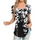 thumbnail image 2 of Fiudx Ropa de Mujer Blusa Holgada de Manga Corta con Cuello En V Informal Estampada a La Moda para Mujer, 2 of 5