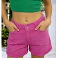 thumbnail image 4 of Women'S Casual Ripped Denim Shorts High Rise Distressed Rolled Hem Jeans Shorts Rose Red L, 4 of 7