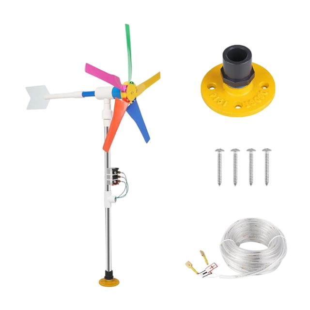 Fengbin DIY Small Wind Turbines Generator Kit Backyard Decoration Landscape Weatherproof Colorful Light