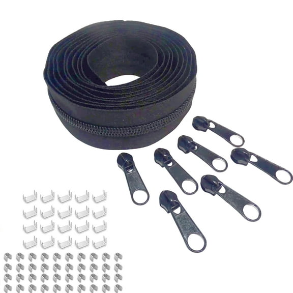 1 Set Includesof 5-Meter Zipper, 10 Zipper Sliders,   20 Top Stop Buckles   10 Bottom Stop Buckles Size 5 Nylon Zipper. It Is Suitable for DIY Replacement Zippers in Clothing, Bags