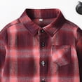 thumbnail image 5 of TOWED22 Boys Flannel Plaid Shirt Casual Button Down Shirts Long Sleeve Jacket Lapel Shacket Coat Tops Casual Outwear,Brick Red,7-8 Y, 5 of 5