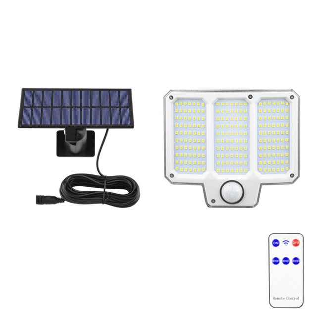 Lámpara Solar para Exteriores, Superbrillante, con Sensor de Movimiento, Luz LED Solar de Gran Potencia para Pared de Jardín, IP44, 3 Modos de Funcionamiento, 210 LED
