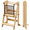 Nature, variant on Homlux Foldable Toddler Kitchen Tower, Wooden Step Stool with 3 Adjustable Heights, Toddler Standing Tower with Safety Net (Grey & Nature)