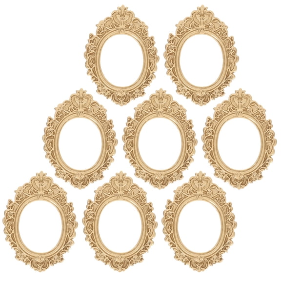 BESTYASH 8Pcs Small Plated Gold Picture Frames Vintage Style Portable Lightweight Photo Frame Ornaments