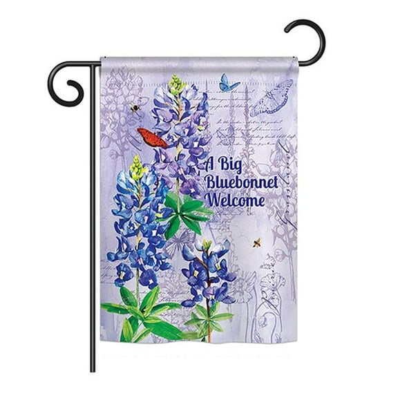 Breeze Decor BD-FL-G-104096-IP-BO-D-US18-BT 13 x 18.5 in. Bluebonnet Welcome Spring Floral Impressions Decorative Garden Flag