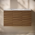 thumbnail image 6 of Cascade 36" Wall-Mounted Bathroom Vanity in Brown Oak with 3-Hole Widespread Sink Top, 6 of 6
