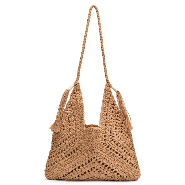 Bolsos de paja tejidos de malla para mujer, bolso cruzado grande, bolso de playa de verano para vacaciones