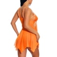 thumbnail image 4 of POTETI Mesh Womens Sleepwear Sexy See Through Orange Pajama Flowy Lace Nightdress, 4 of 6